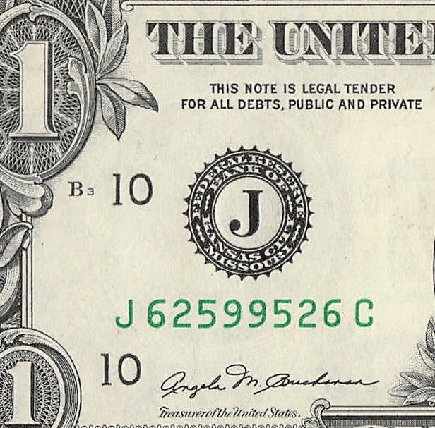 Radar Fancy Serial Number One Dollar Bill 1981 2s 5s 6s 9s JL