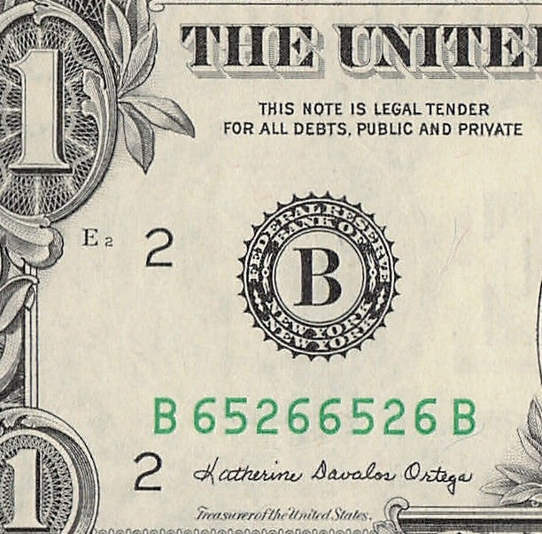 Repeater Fancy Serial Number One Dollar Bill 1985 2s 5s 6s BB Block