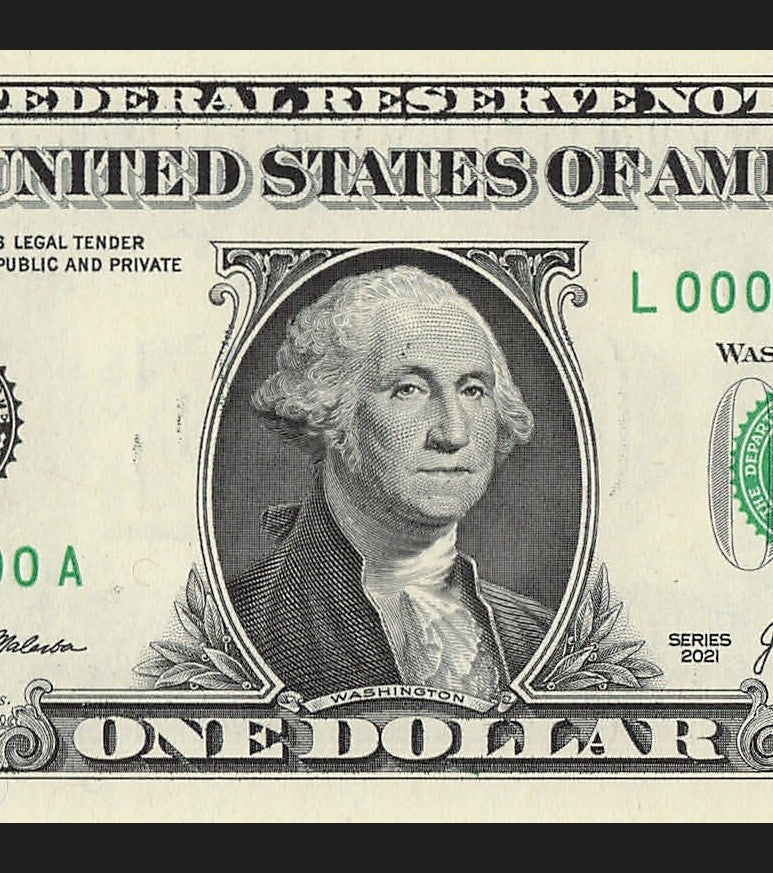Low Serial Number One Dollar Bill 18 2021 LA Block $1