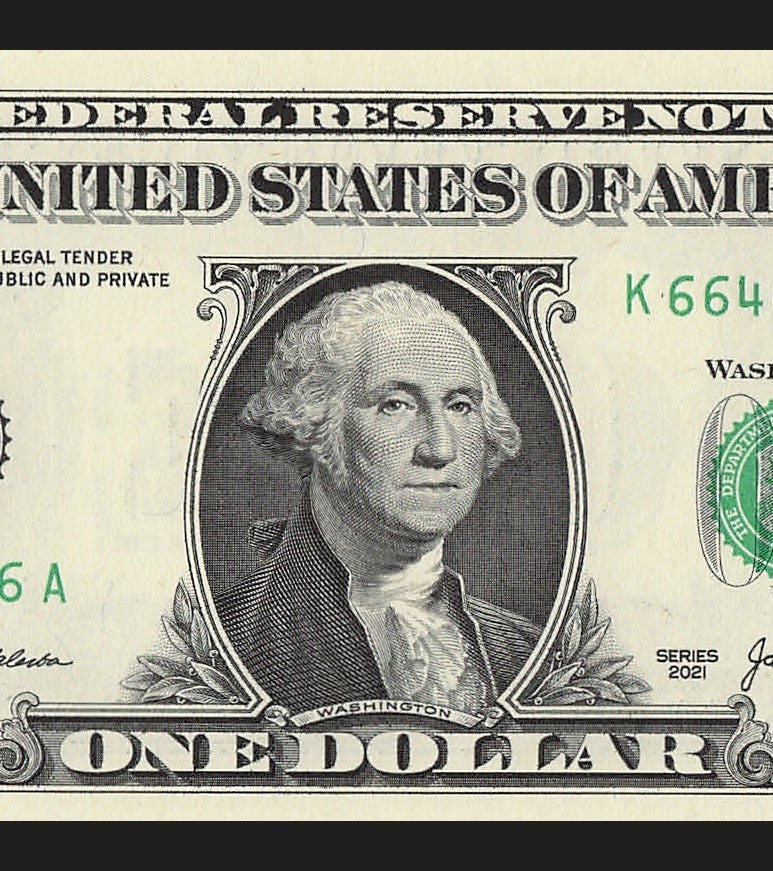 Seven of a Kind 6s One Dollar Bill Fancy Serial Number 2021 $1 KA Block
