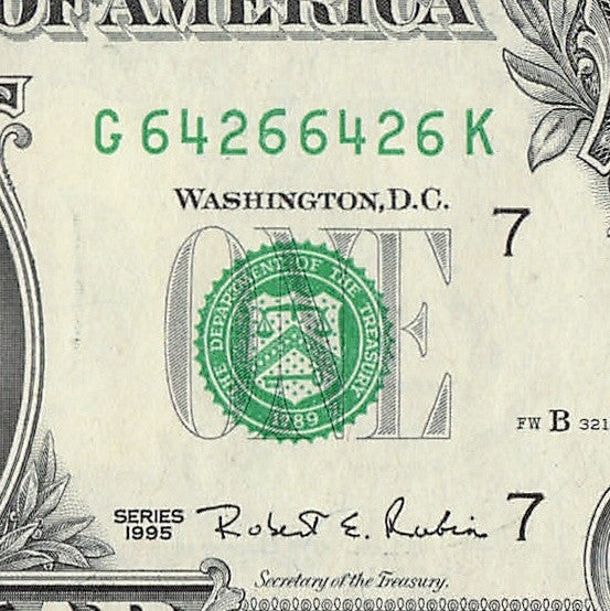 Repeater Fancy Serial Number One Dollar Bill 1985 2s 4s 6s GK Block Trinary