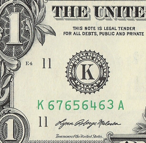 Mini Counting Ladder One Dollar Bill Fancy Serial Number 2021 $1 KA 65 64 63
