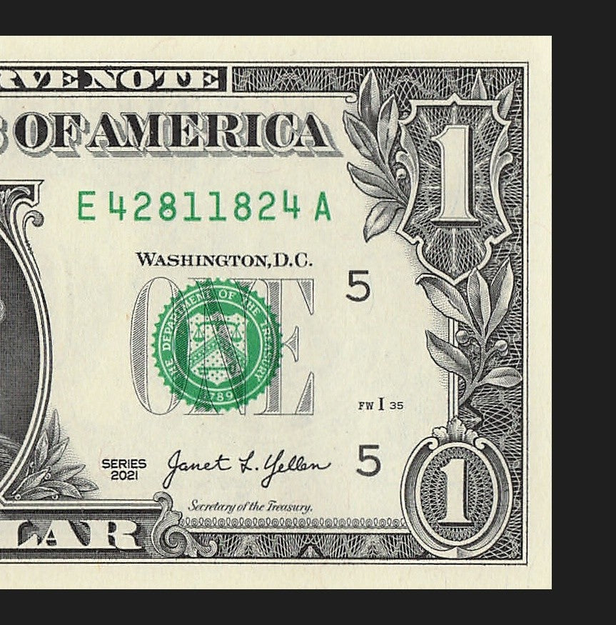 Radar Fancy Serial Number One Dollar Bill 2021 $1 EA Palindrome 4s 2s 8s 1s