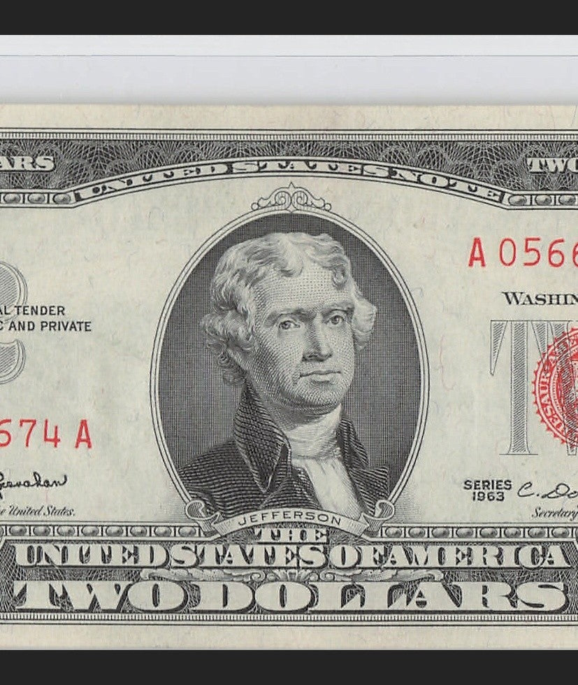 Four in a Row 6s Fancy Serial Number Two Dollar Red Seal 1963 $2 POS 3