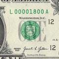 Low Serial Number One Dollar Bill 18 2021 LA Block $1