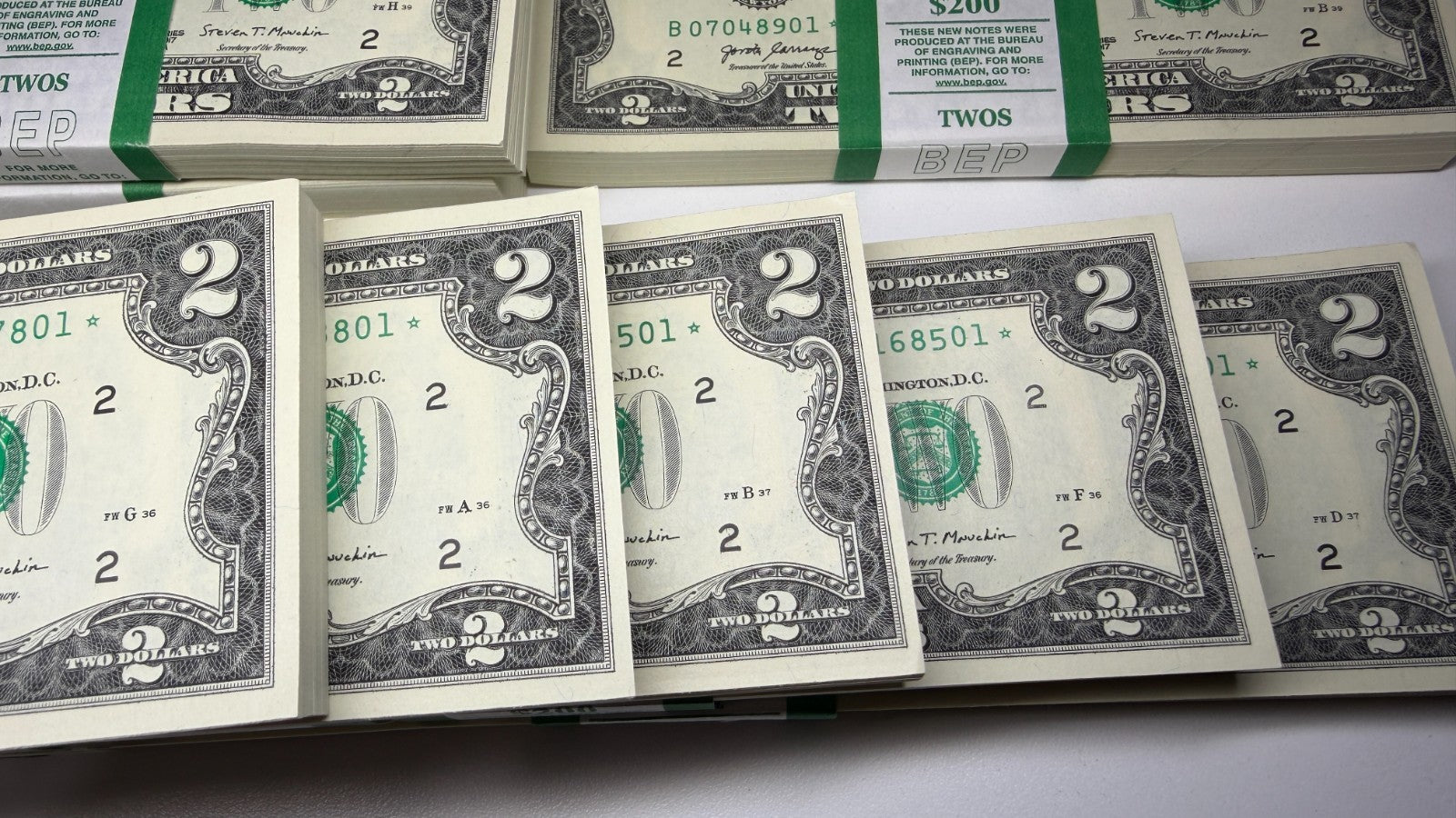 NEW 2017A $2 Star Notes B* Block New York SEQUENTIAL FROM BEP PACK LOT OF 1 NOTE