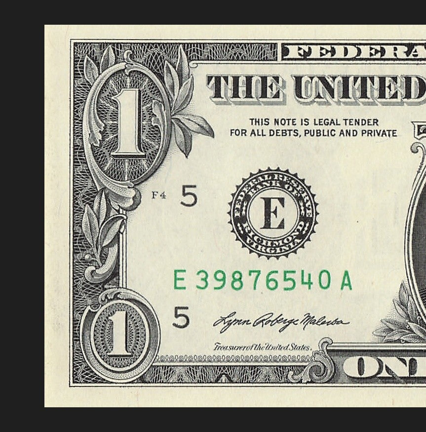 Six Digit Ladder Fancy Serial Number One Dollar Bill 9s 8s 7s 6s 5s 4s 2021 $1