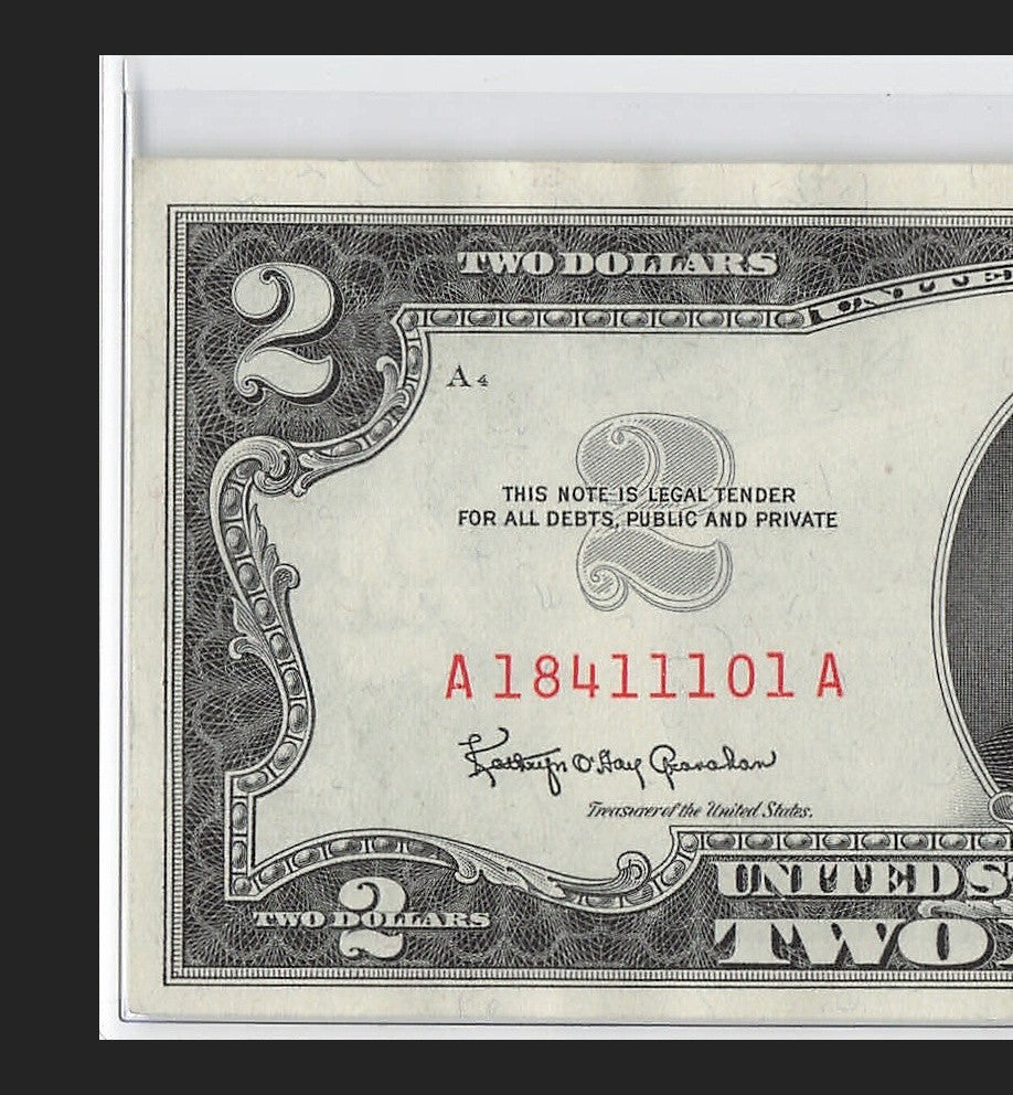 Five of a Kind 1s Fancy Serial Number Two Dollar Red Seal $2 1963A