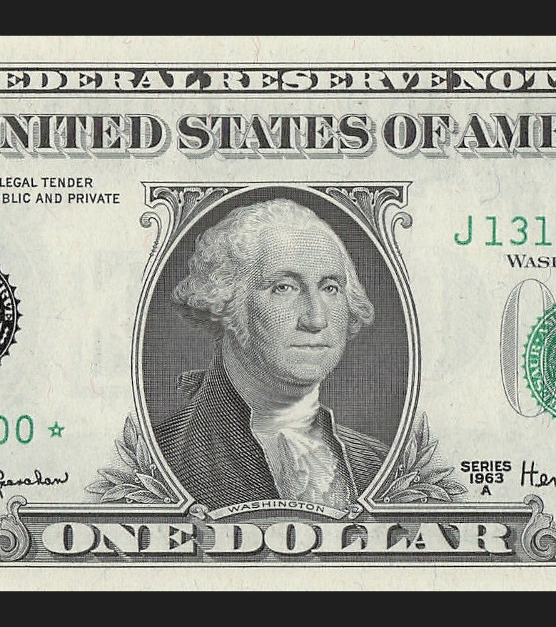Star Note One Dollar Bill 1963A $1 J* Block Kansas City Four Trailing 0s