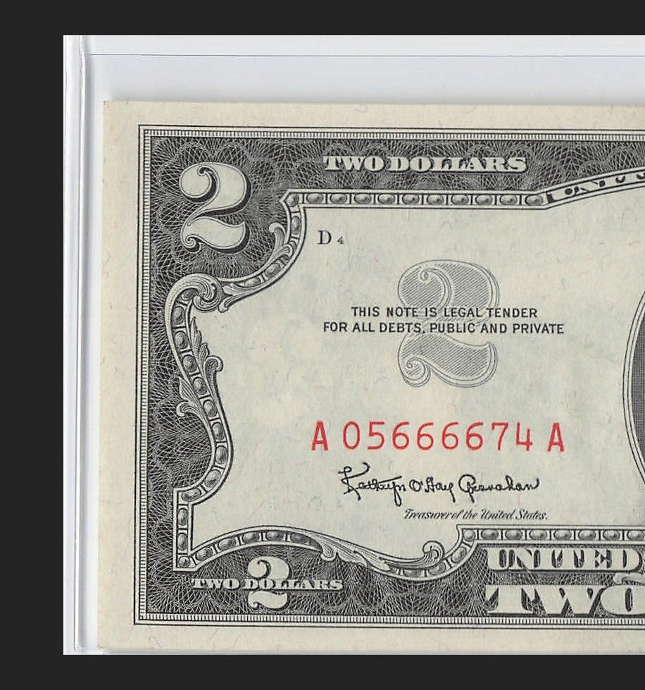 Four in a Row 6s Fancy Serial Number Two Dollar Red Seal 1963 $2 POS 3