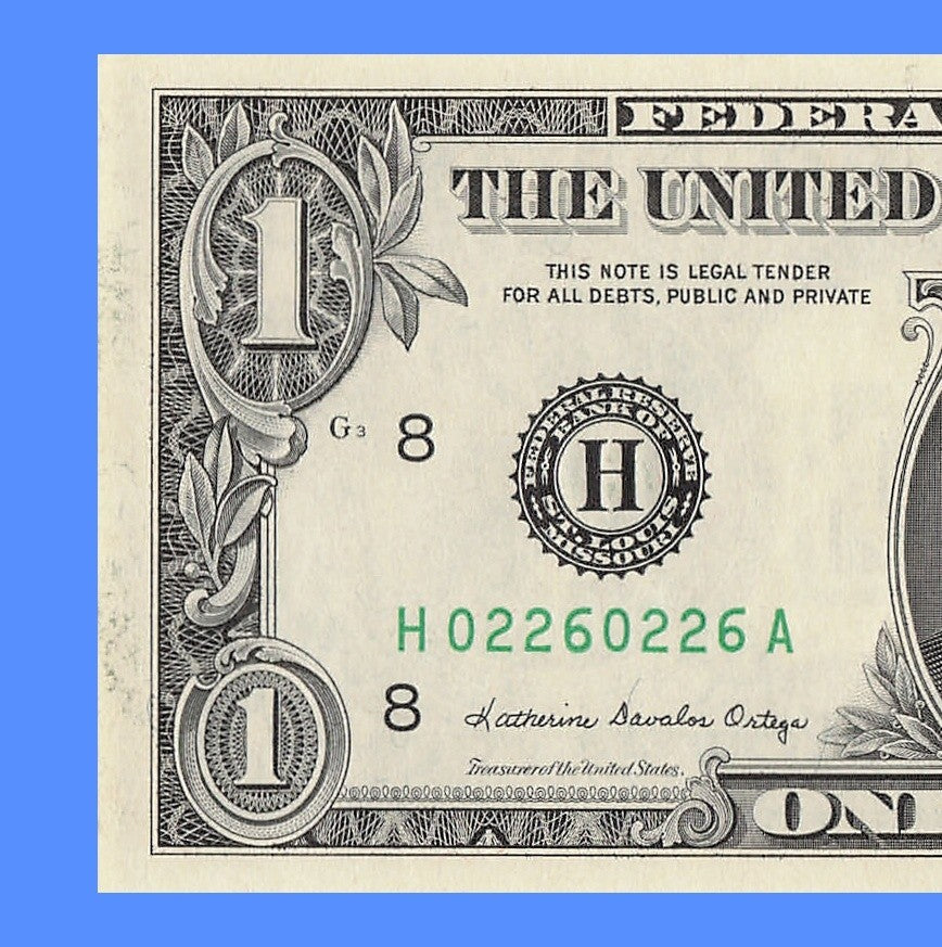 Repeater Fancy Serial Number One Dollar Bill 1985 0s 2s 6s HA Block