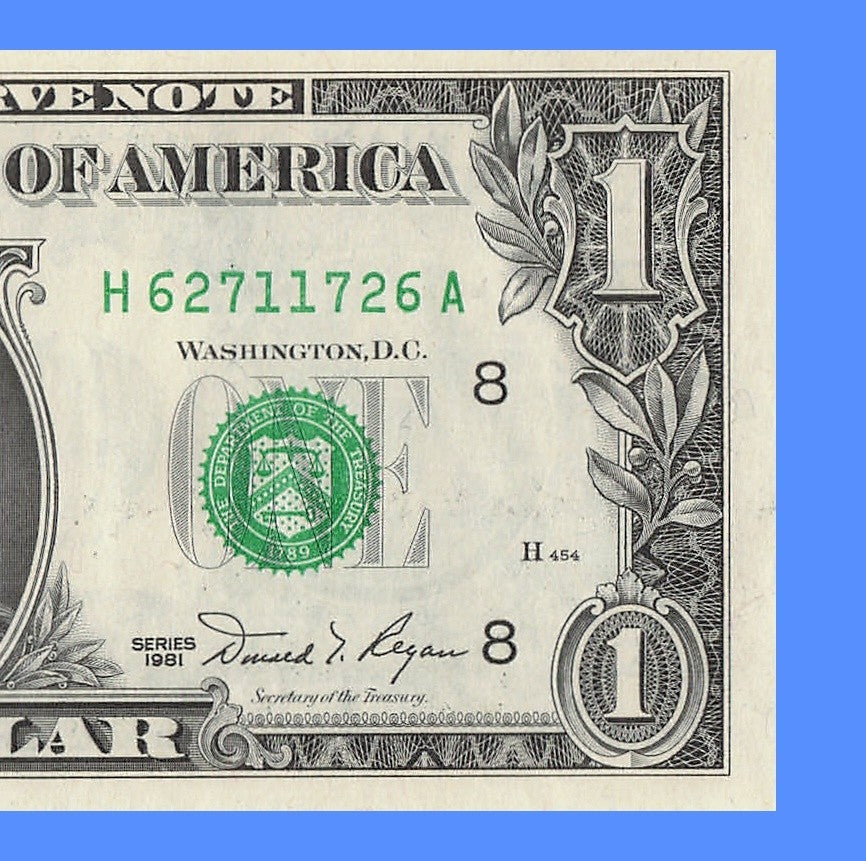 Radar Fancy Serial Number One Dollar Bill 1981 2s 1s 6s 7s HA