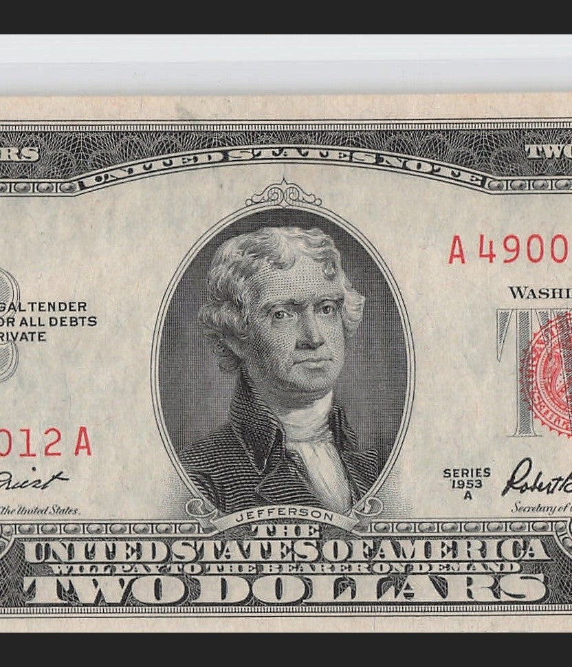 Four in a Row 0s Fancy Serial Number Two Dollar Red Seal 1953A $2 POS 3