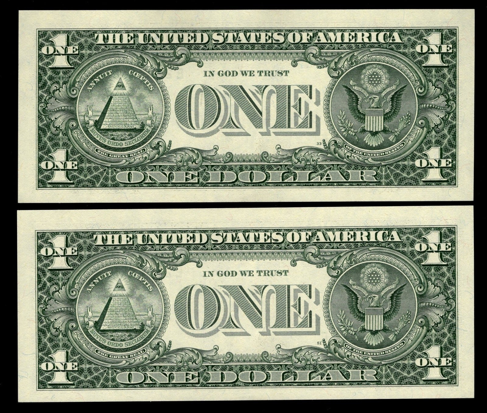 Radar Serial Number Set One Dollar Bills 1993 $1 EE Block Palindromes