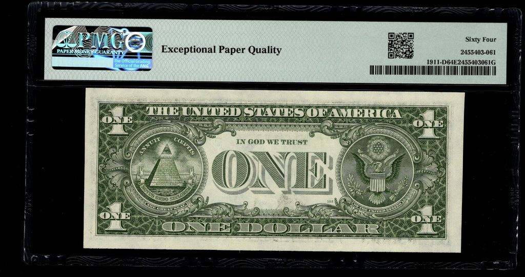 Low Serial Number 61 Fancy Serial Number One Dollar Bill PMG D00000061B