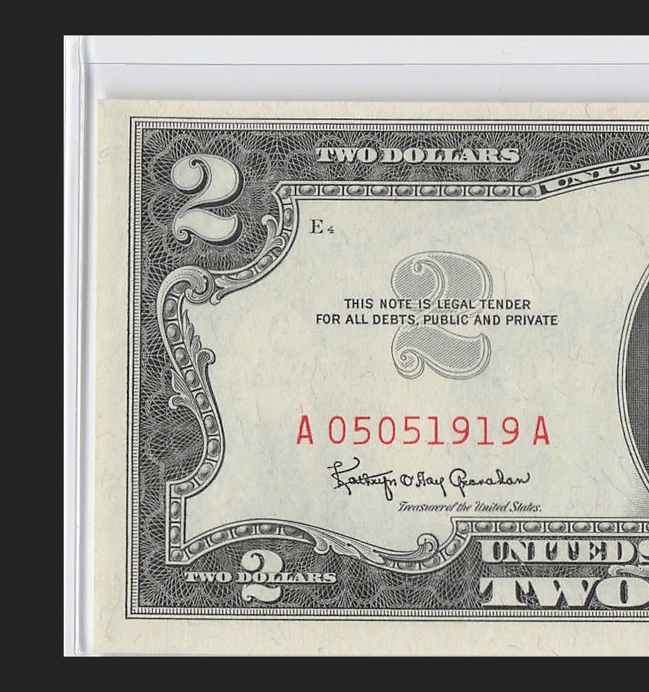 Double Repeater Fancy Serial Number Two Dollar Red Seal 1963 0s 5s 1s 9s