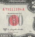 Four in a Row 1s Fancy Serial Number Two Dollar Red Seal 1953C $2 POS 3