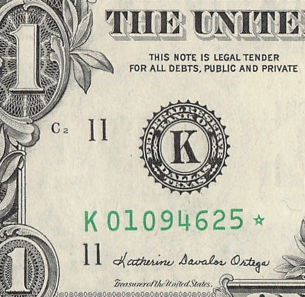 Star Note One Dollar Bill 1981A $1 K* Block Dallas Run 1 640K Productions UNC