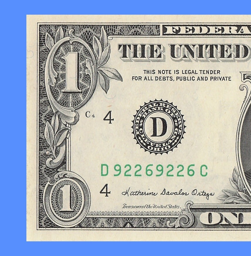 Repeater Fancy Serial Number One Dollar Bill 1985 2s 6s 9s DC Block