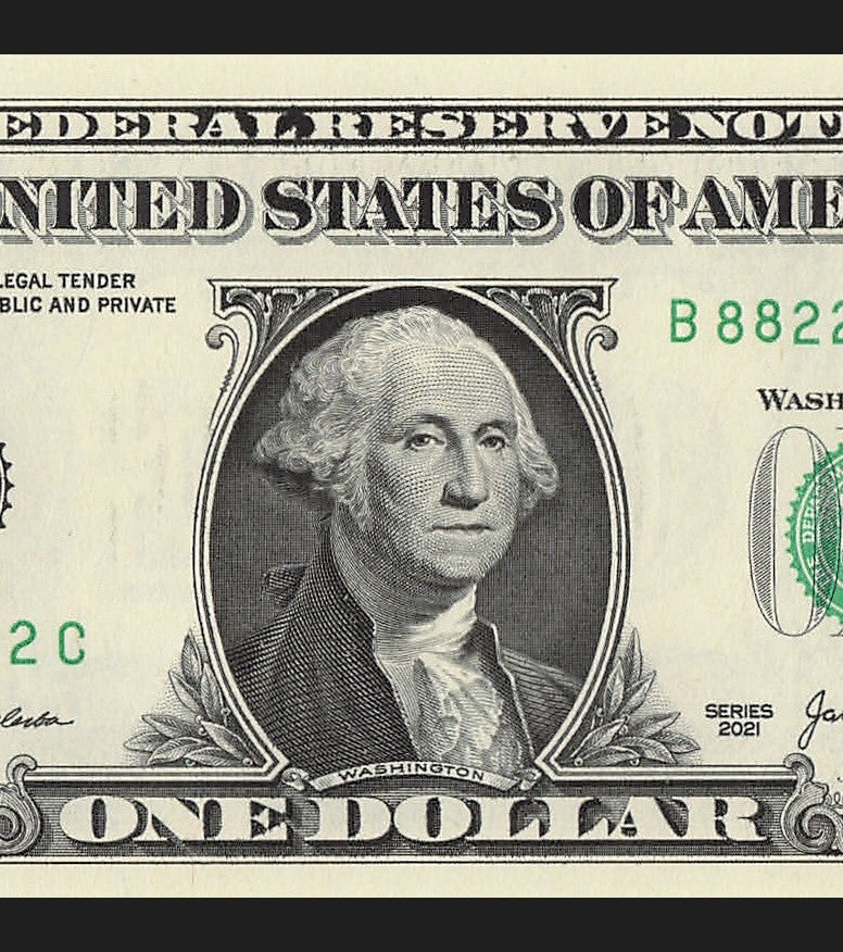 Binary Fancy Serial Number One Dollar Bill 2021 $1 BC Block 2s 8s Six in a Row