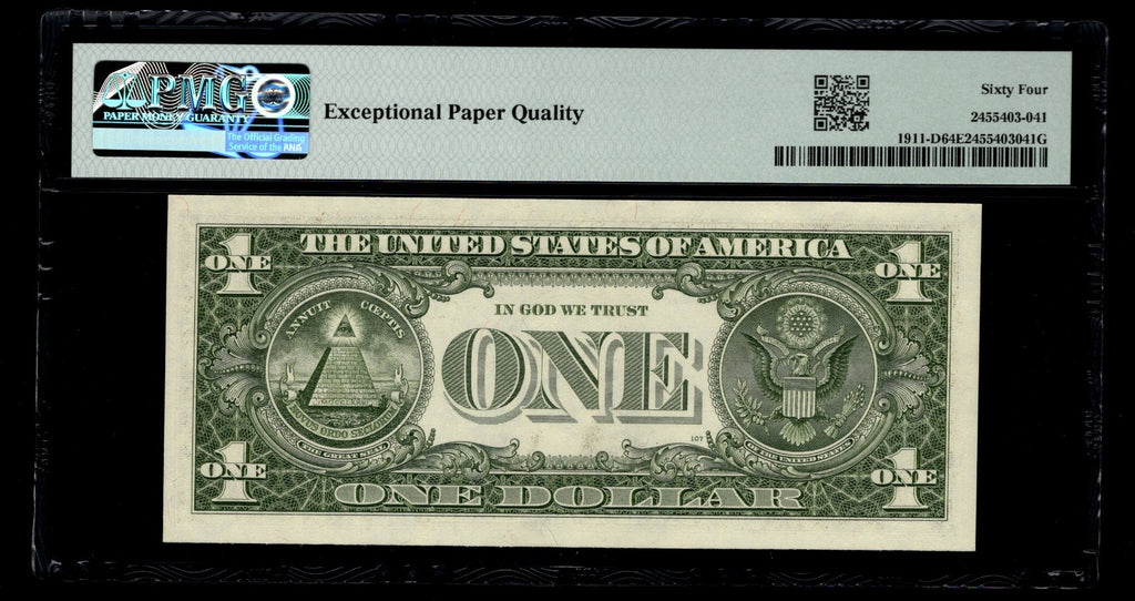 Low Serial Number 41 Fancy Serial Number One Dollar Bill PMG D00000041B