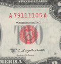 Four in a Row 1s Fancy Serial Number Two Dollar Red Seal 1953C $2 POS 3