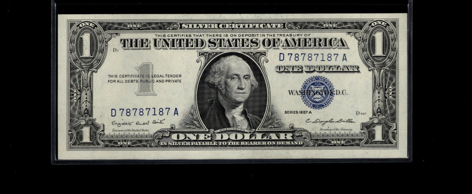 Trinary Silver Certificate One Dollar Bill 1s 7s 8s 1957A UNC