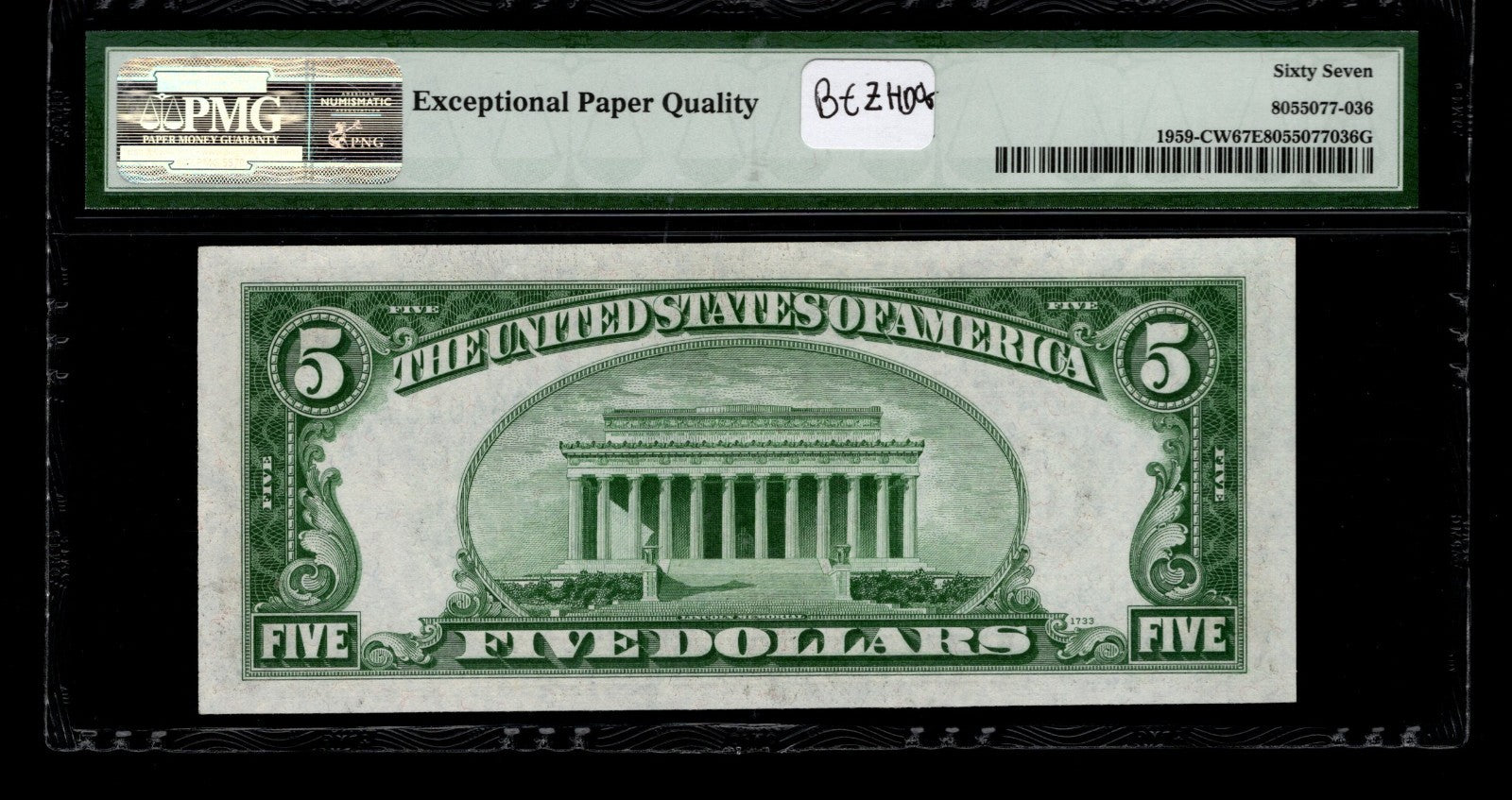 Five Dollar Federal Reserve Note FR 1959CW PMG 67 1934C $5 FRN