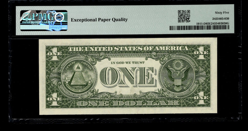 Low Serial Number 30 Fancy Serial Number One Dollar Bill PMG D00000030B