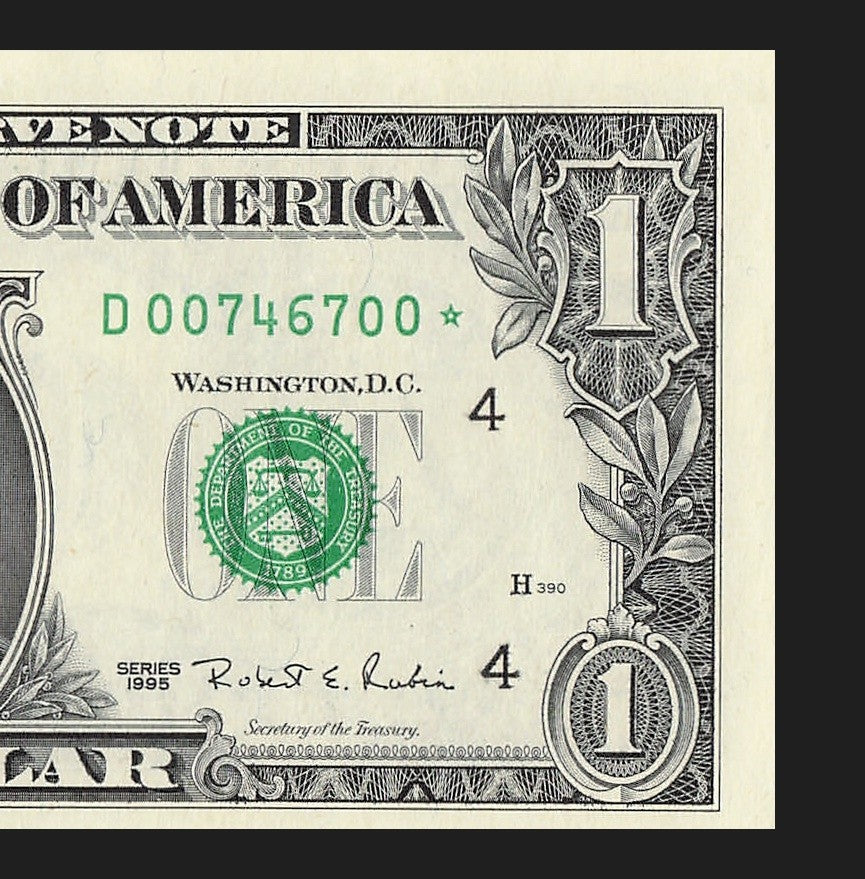 Bookend Fancy Serial Number One Dollar Star Note 00s Cleveland 1995 $1