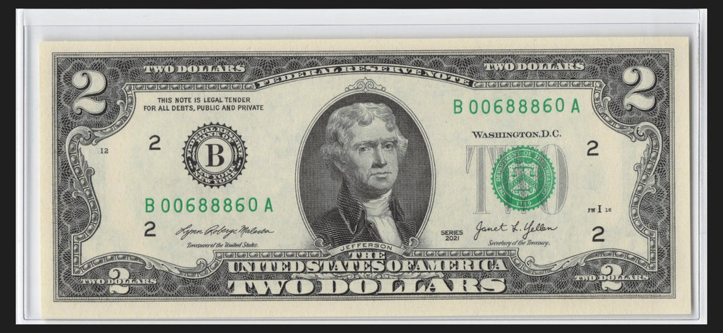 NEW 2021 $2 Flipper Fancy Serial Number Two Dollar Bill 0s 6s 8s Mini Radar