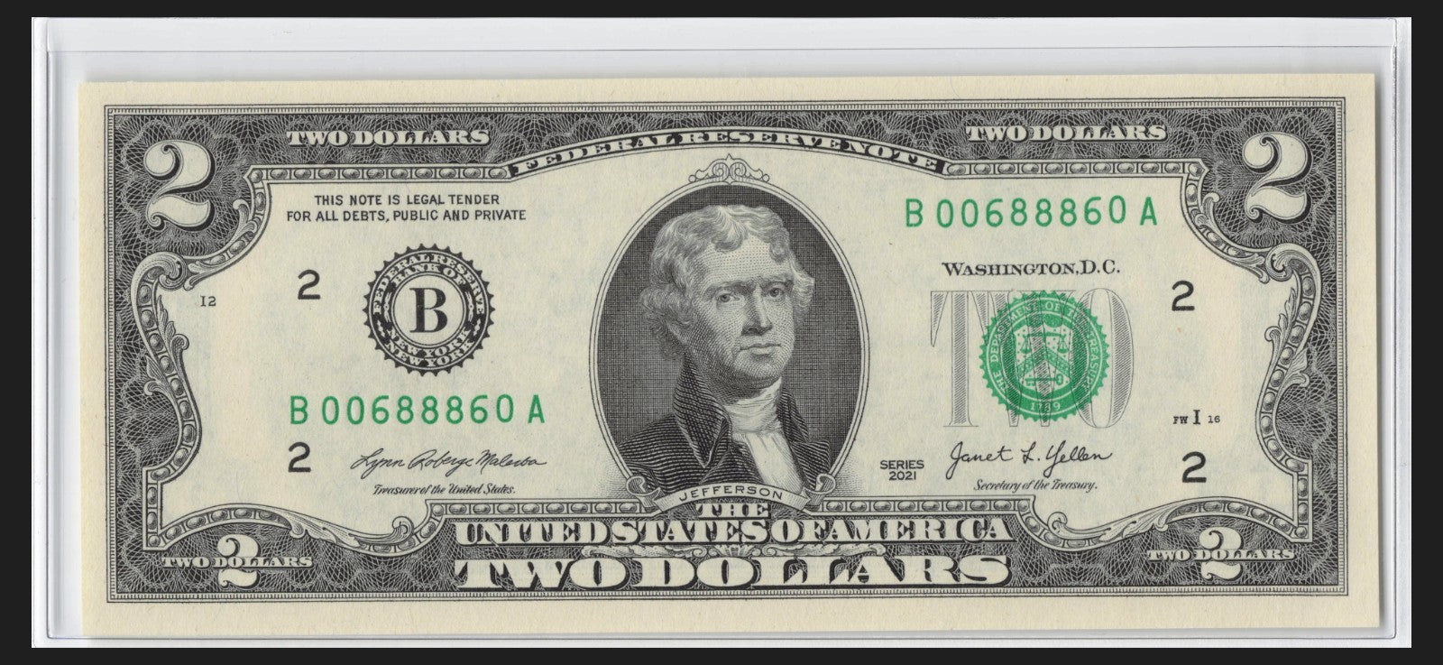 NEW 2021 $2 Flipper Fancy Serial Number Two Dollar Bill 0s 6s 8s Mini Radar