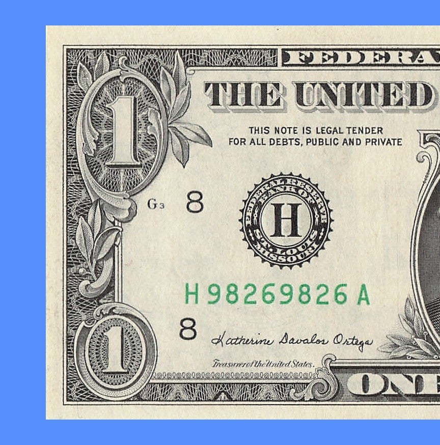Repeater Fancy Serial Number One Dollar Bill 1985 9s 8s 2s 6s HA Block