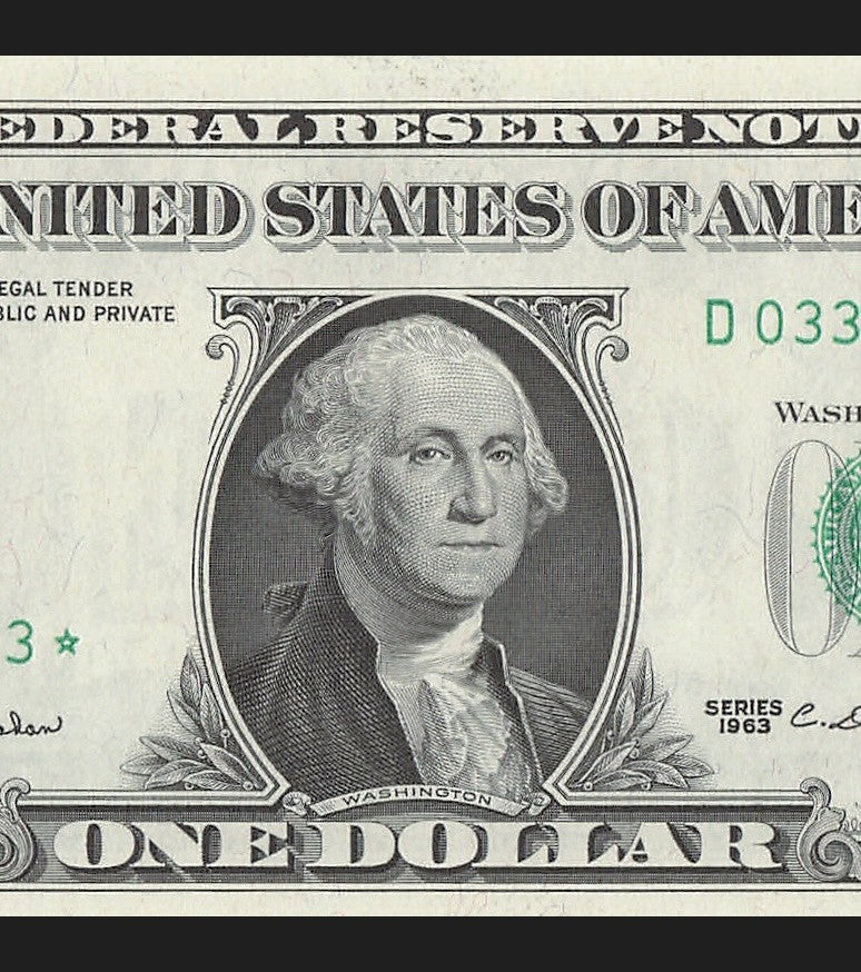 Star Note One Dollar Bill 1963 $1 D* Block Cleveland Run 1 Low Serial Trinary