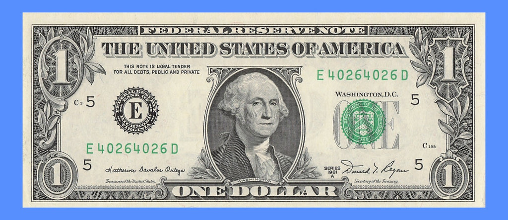 Repeater Fancy Serial Number One Dollar Bill 1981A 0s 2s 4s 6s ED Block