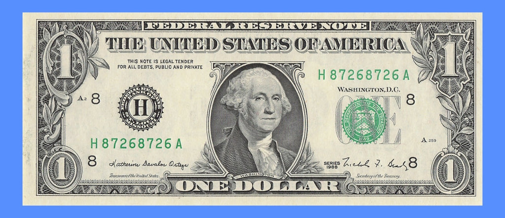 Repeater Fancy Serial Number One Dollar Bill 8s 2s 7s 6s 1988 HA Block