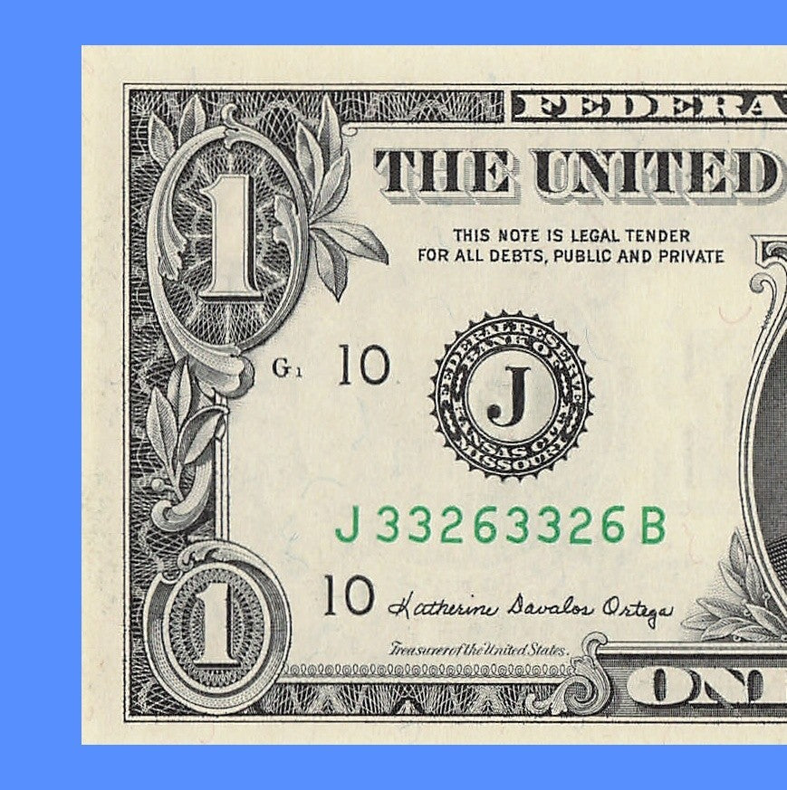 Repeater Fancy Serial Number One Dollar Bill 1988 2s 3s 6s JB Block Trinary