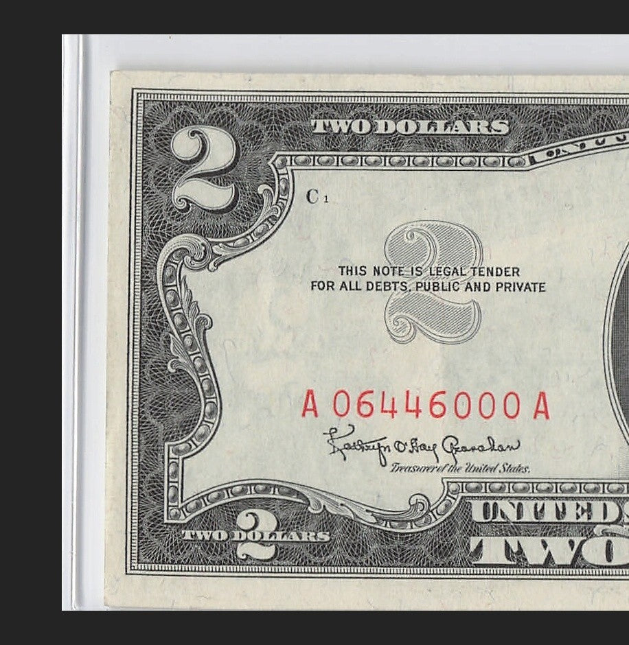 Trinary Fancy Serial Number Two Dollar Red Seal 1963 0s 4s 6s