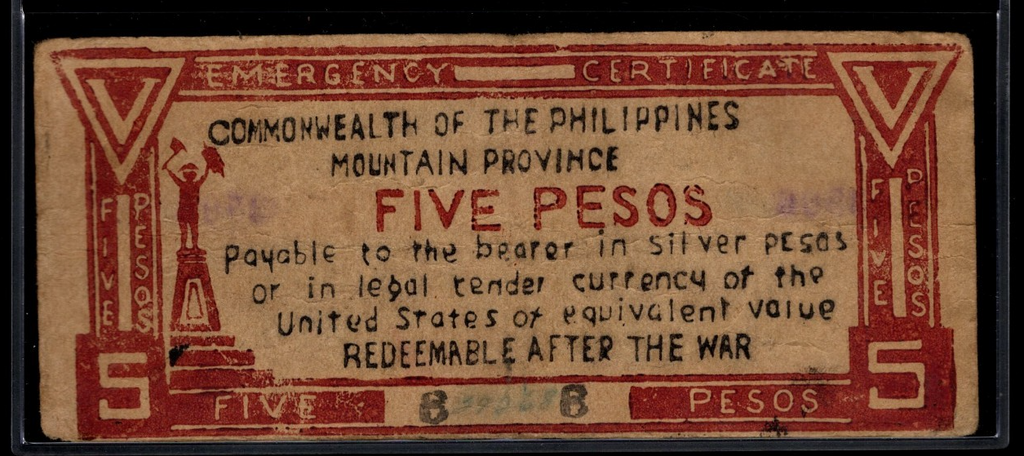 APAYAO LEGAL TENDER 5 Pesos Philippine Guerilla Currency Emergency Certificate