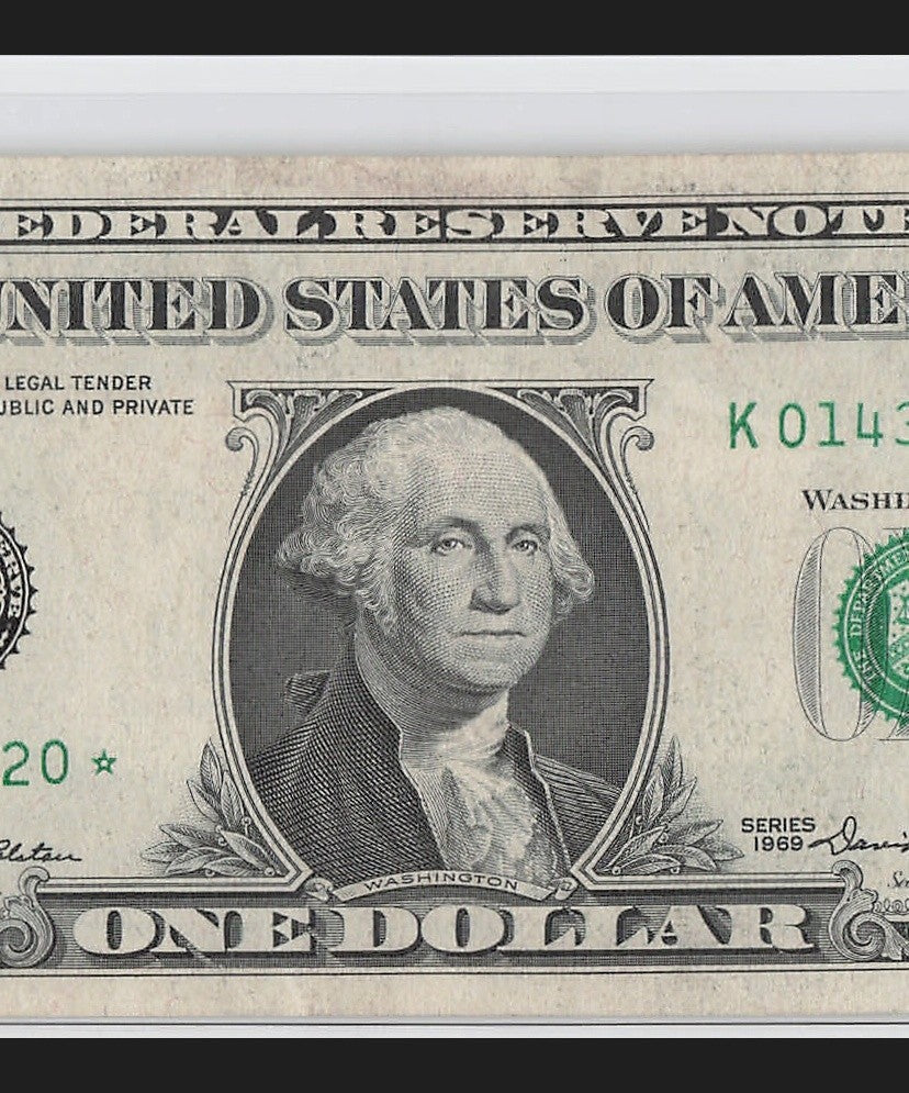 Star Note One Dollar Bill 1969 $1 K* Block Dallas Run 3 UNC