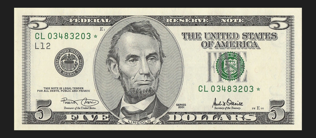 Star Note Five Dollar Bill 2001 $5 CL* San Francisco Run 2 UNC 1.92 Million