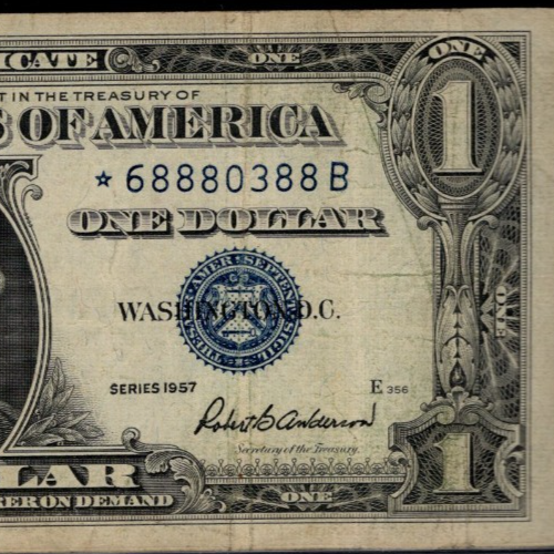 1957 $1 Five of a Kind 8s Fancy Serial Number Star Note Silver Certificate *B