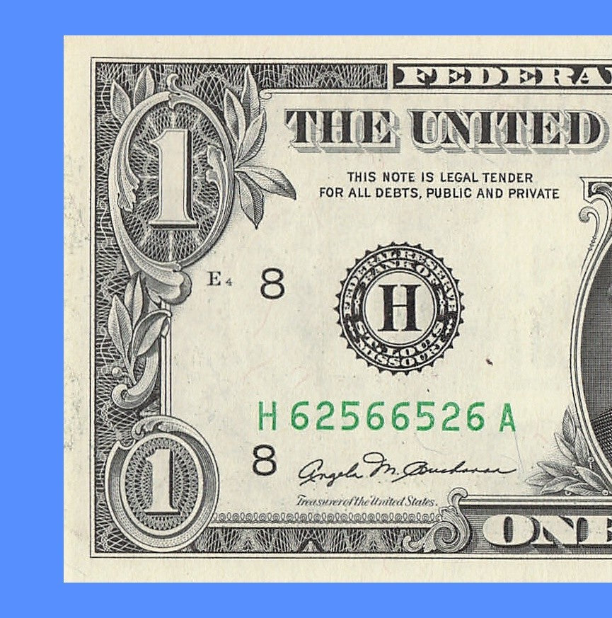 Radar Fancy Serial Number One Dollar Bill 1981 2s 5s 6s  HA