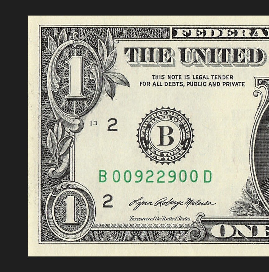 Radar Fancy Serial Number One Dollar Bill 2021 $1 BD Palindrome 0s 2s 9s Bookend
