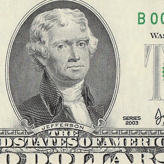 Binary Low Serial Number Star Note Two Dollar Bill B00003303* 0s 3s New York