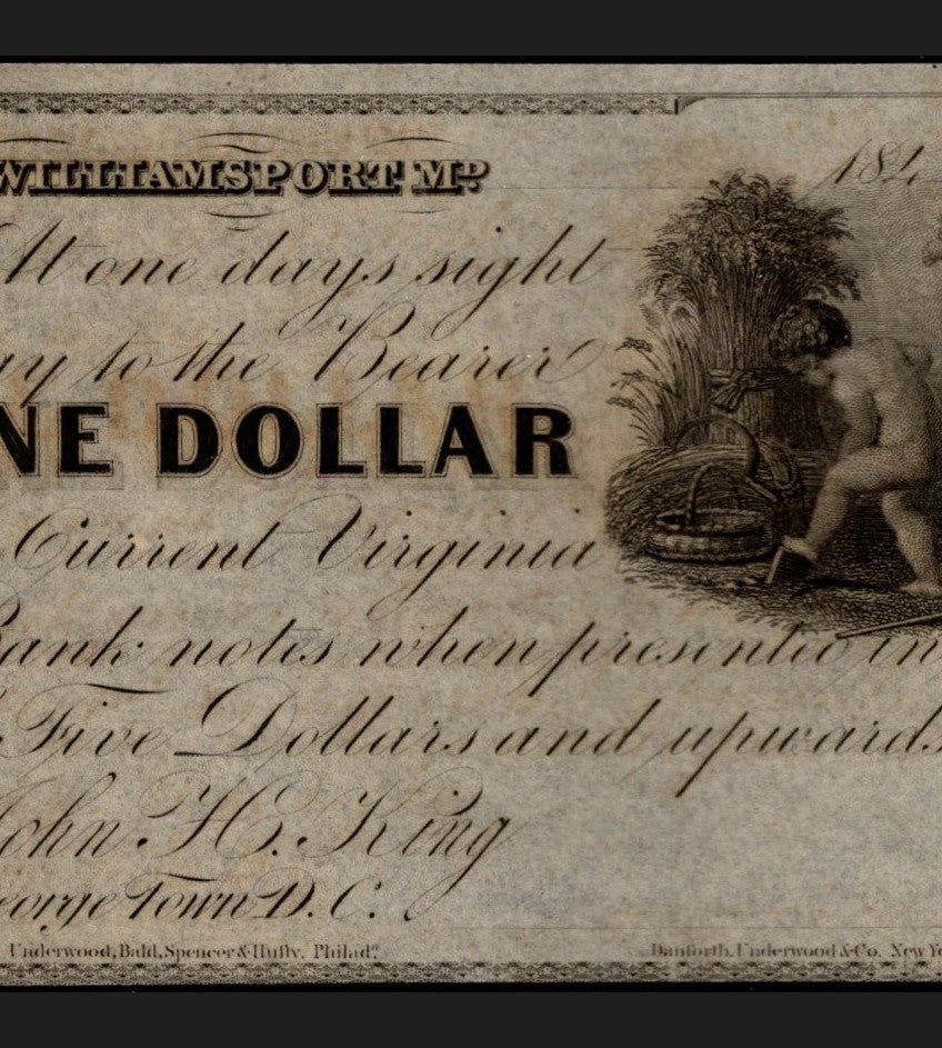 Williams Port Obsolete Maryland 1840s Era UNC $1 Buying 1 Note
