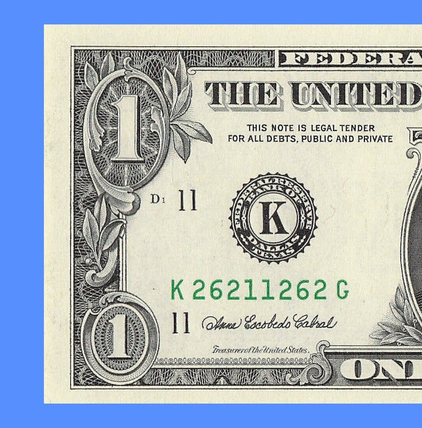 Radar Fancy Serial Number One Dollar Bill 1s 2s 6s 2003A KG Block