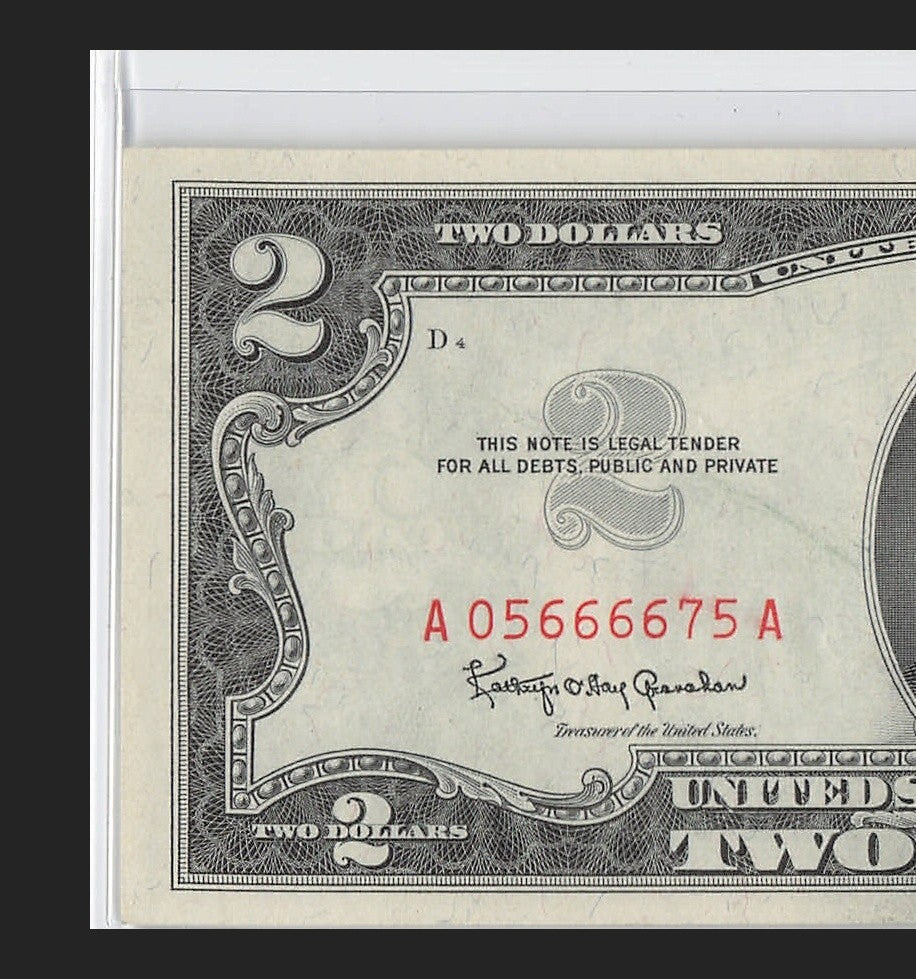 Four in a Row 6s Fancy Serial Number Two Dollar Red Seal 1953A $2 POS 3