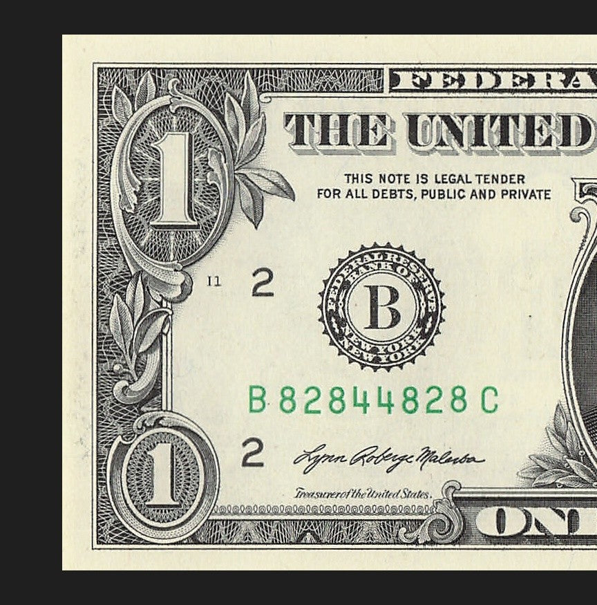 Radar Fancy Serial Number One Dollar Bill 2021 $1 BC Palindrome 2s 4s 8s