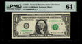 Low Serial Number 43 Fancy Serial Number One Dollar Bill PMG D00000043B